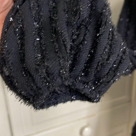 Miss Me Eyelash Metallic Mesh Top Black sparkly chevron Women’s Size Medium - Picture 4 of 11